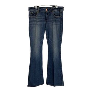 American Eagle Women's Artist Stretch Flare Leg Distressed Denim Jeans Size 14